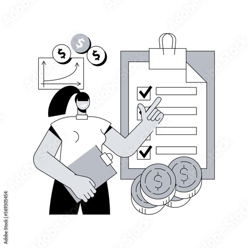 Taxable income abstract concept vector illustration. Taxable earnings calculation, tax preparation, accounting service, fiscal year, company income, corporate accountancy abstract metaphor.