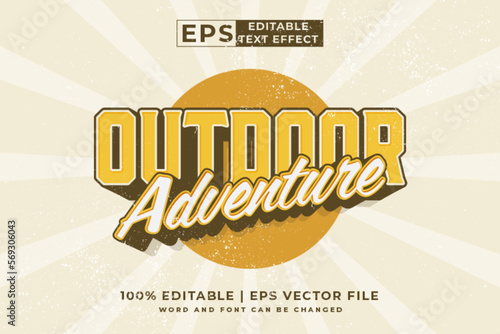 Fotografiet Editable text effect - Outdoor Adventure 3d Vintage template style premium vecto