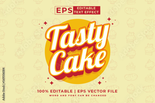 Editable text effect - Tasty Cake 3d Cartoon template style premium vector