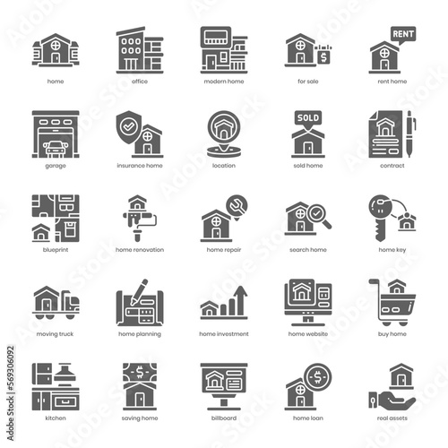 Real Assets icon pack for your website design, logo, app, and user interface. Real Assets icon glyph design. Vector graphics illustration and editable stroke.