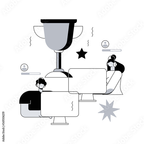 E-sport tournament abstract concept vector illustration. Esports tournament streaming, game official event, esports championship, gaming arena, e-sport fan support abstract metaphor.