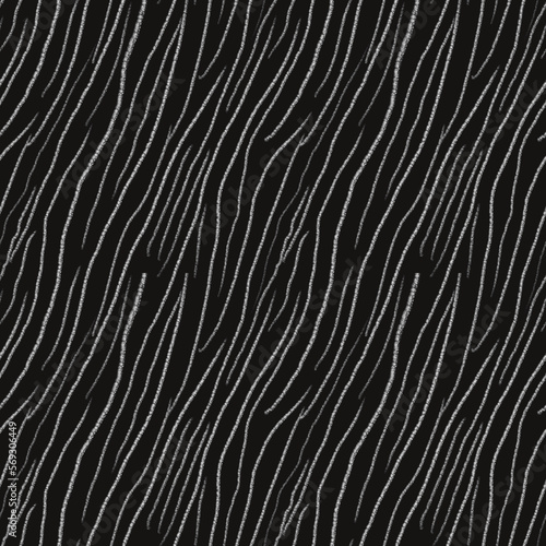 A black and white pattern of sinuous white lines on a black background. Stylish design of fabric  textiles  clothing. Seamless background.