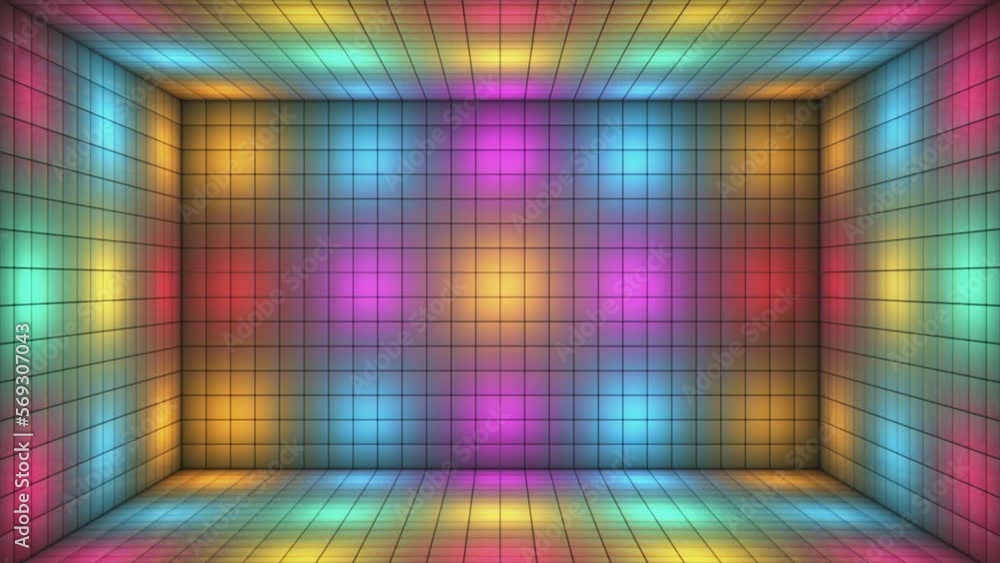 Broadcast Hi-Tech Alternate Blinking Illuminated Cubes Room Stage, Multi Color, Events, 3D, Loopable, 4K Broadcast Hi-Tech Alternate Blinking Illuminated Cubes Room Stage, Multi Color, Events, 3D, Loopable, 4K