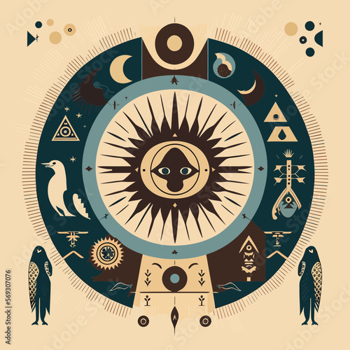 Spiritual Shamanic Wallpaper Background As Editable Artsy Vector Illustration