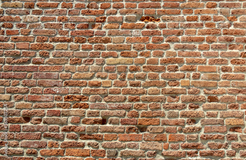 Red bricks wall, vintage old bricks wall texture background