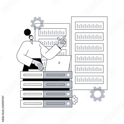 System administration abstract concept vector illustration. Network upkeeping, computer systems and servers configuration, install or upgrade computer components and software abstract metaphor.