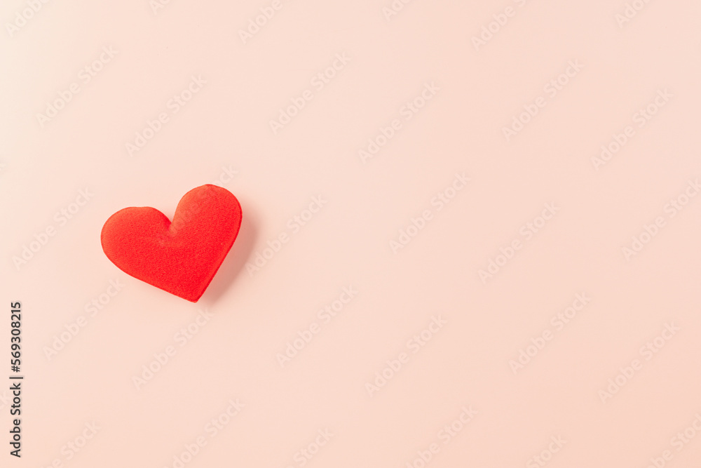Happy Valentines Day background. Top view flat lay of red hearts shape on pink background with copy space, Valentine day concept, Banner of holiday Happy Valentines Day background. Top view flat lay of red hearts shape on pink background with copy space, Valentine day concept, Banner of holiday