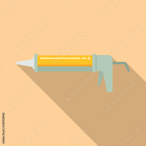 Craft silicone caulk gun icon flat vector. Glue tube. Silicon caulking