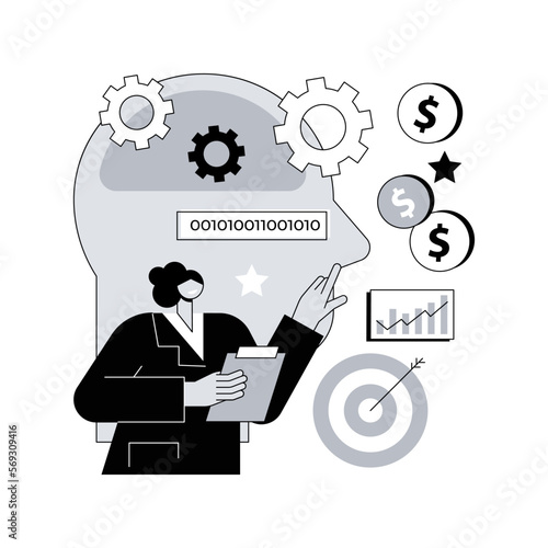 AI-powered marketing tools abstract concept vector illustration. AI-powered research, marketing tools automation, e-commerce search, customer recommendation, machine learning abstract metaphor.