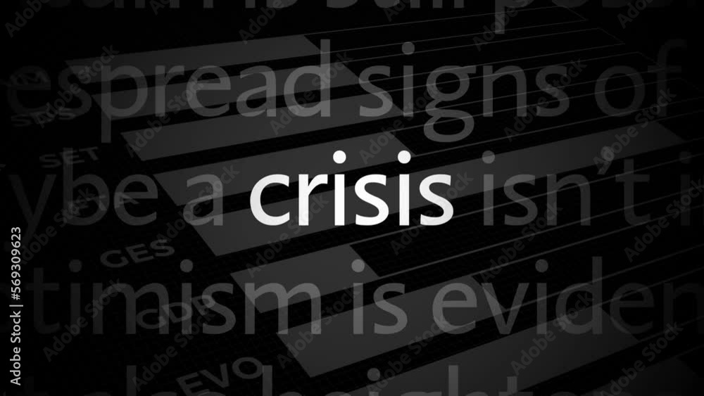 Crisis titles, financial crash, economy recession concept. 4K video animation Crisis titles, financial crash, economy recession concept. 4K video animation