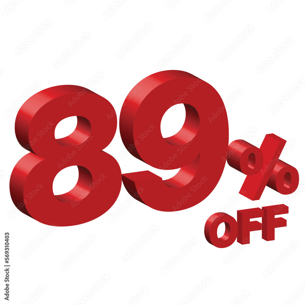 eighty nine 89 percent off 3d vector illustration eighty nine 89 percent off 3d vector illustration
