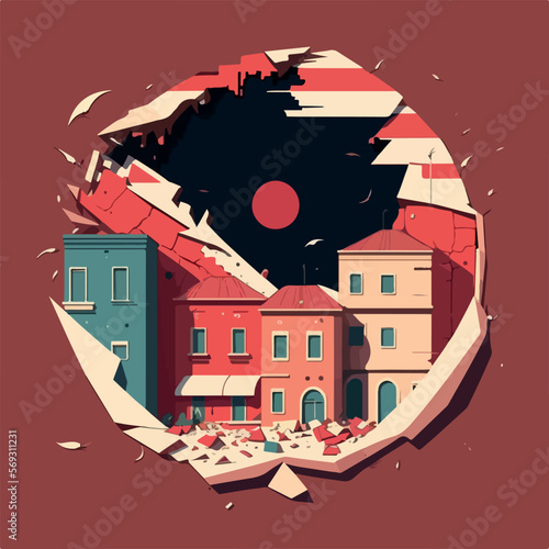 Turkey and Syria earthquake vector illustration