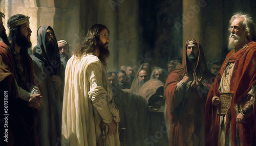Vászonkép The trial of Jesus before Pontius Pilate - AI generative