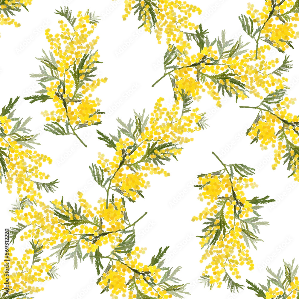 seamless pattern mimosa branches seamless pattern mimosa branches