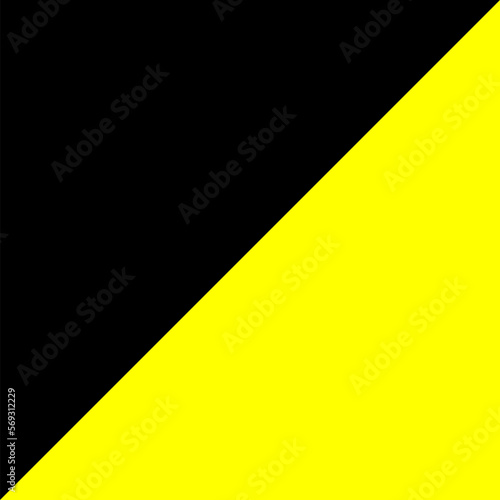 Black and yellow vector graphic consisting of a square cut diagonally with black and yellow sectors
