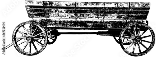 Old wooden wagon frontier style illustration 
