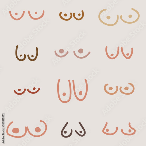 Boobs diversity pattern | Breasts seamless pattern | Playful illustration vector | Hand drawn | Breast cancer awareness month