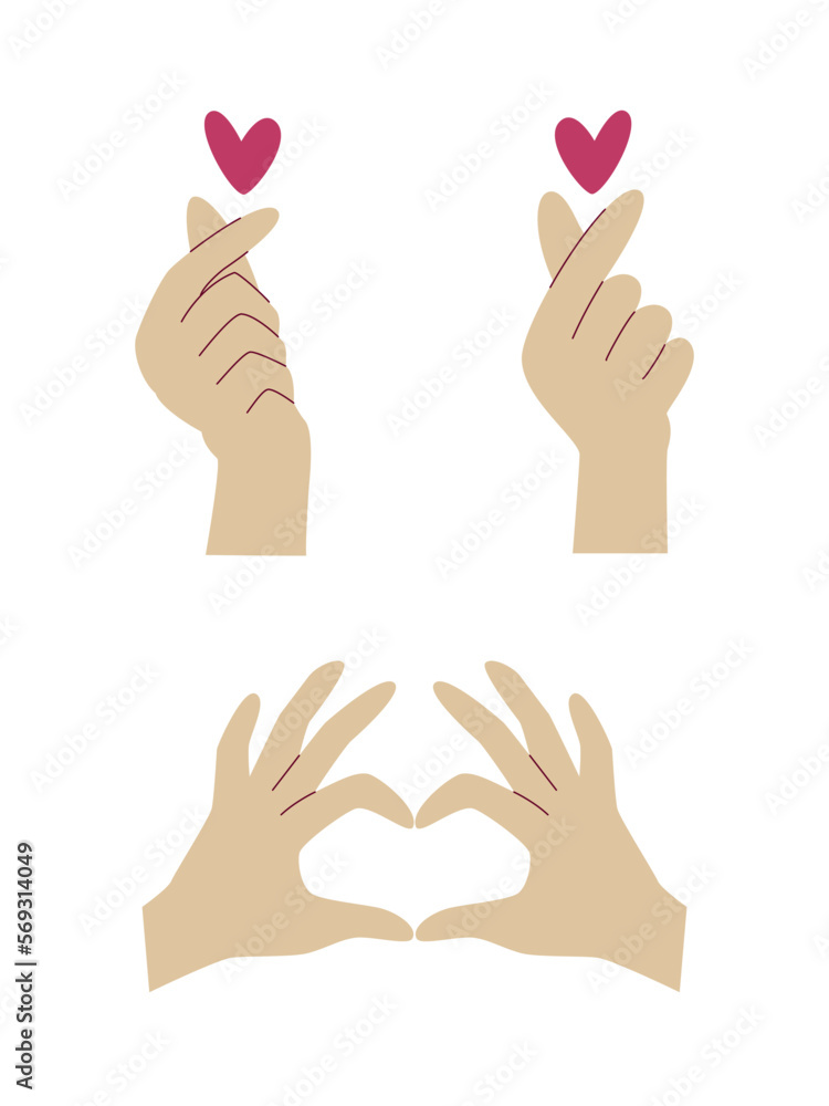 Finger love symbol. Happy Valentines Day. Love concept with hand gestures