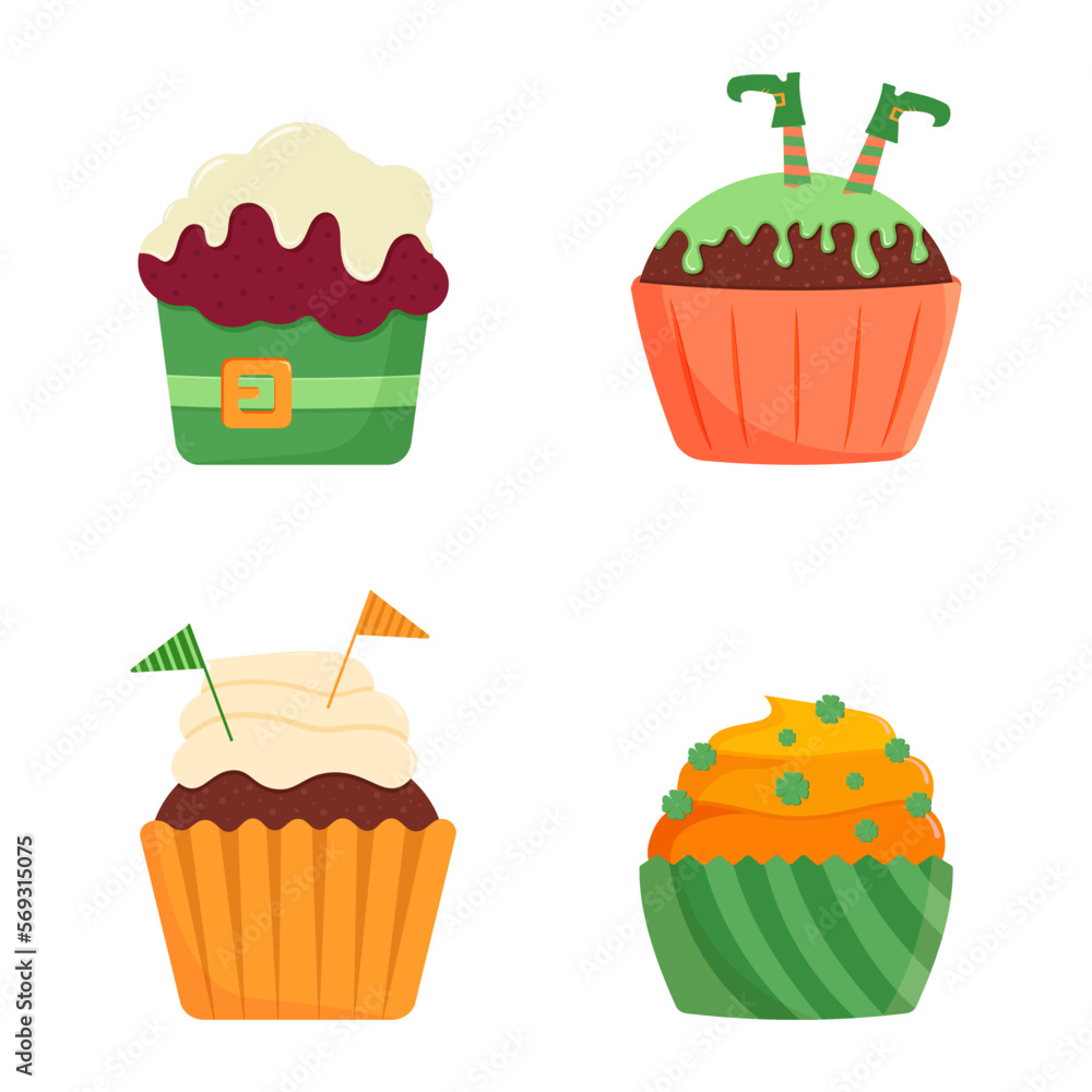 St. Patrick's Day Cupcakes, Confectionery, Set of sweets St. Patrick's Day Cupcakes, Confectionery, Set of sweets
