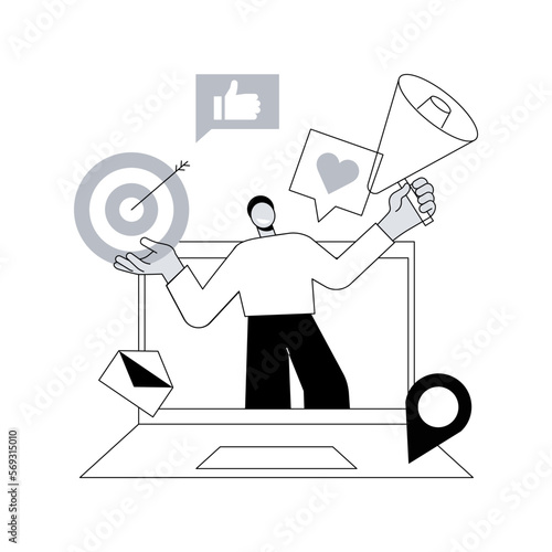 Post engagement abstract concept vector illustration. Social media posting, create engaging post, generate engagement, follower interaction, interactive content, ask subscribers abstract metaphor.