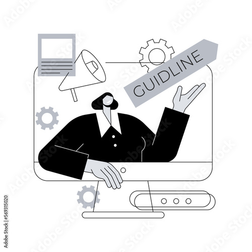 Brand communication guideline abstract concept vector illustration. Brand guidelines, communication standard, visual identity, representation in media, communicative strategy abstract metaphor.