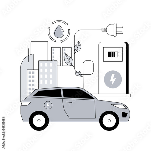 Charging station abstract concept vector illustration. Electric vehicle, recharging point, plug-in hybrids, alternative fuel, electrical outlet, battery capacity, power abstract metaphor.