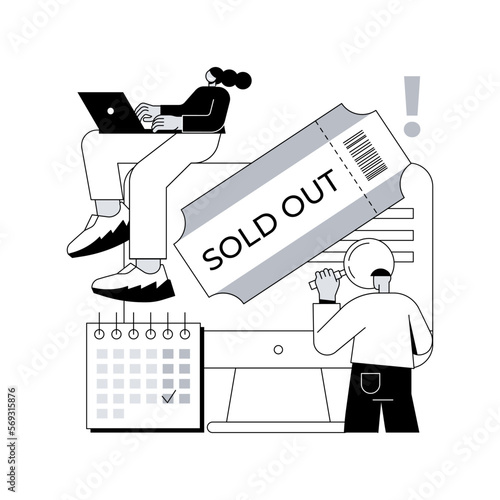 Sold-out event abstract concept vector illustration. We are sold-out, no tickets available, full venue, overbooking, premiere event, festival big success, popular show, tour gig abstract metaphor.