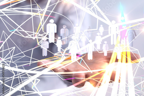 Global network. Blockchain. 3D illustration. Neural networks and artificial intelligence. Abstract