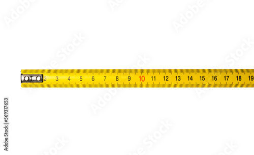 Yellow black measuring tape isolated on white background. Tape measure isolated on white background. Construction tool.