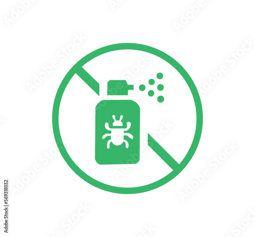 Green pesticides free symbol with aerosol spray
