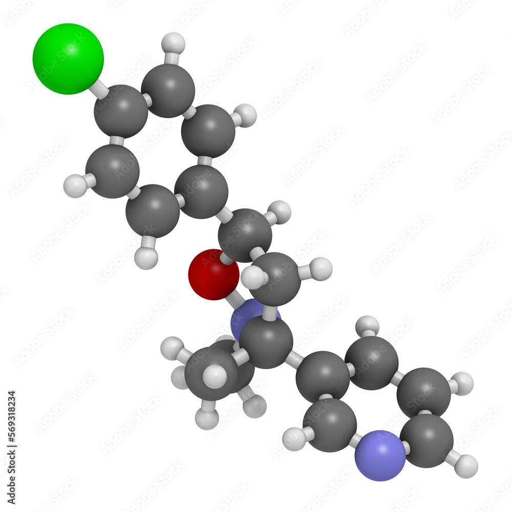 Pyrisoxazole fungicide molecule. 3D rendering. Pyrisoxazole fungicide molecule. 3D rendering.