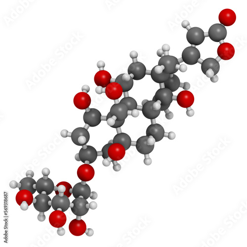 Ouabain poison molecule. 3D rendering.