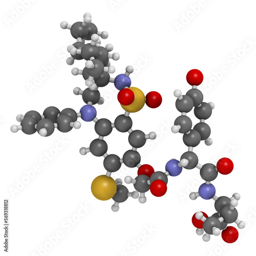 Odevixibat drug molecule. 3D rendering.