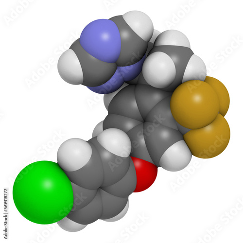 Mefentrifluconazole fungicide molecule. 3D rendering. photo