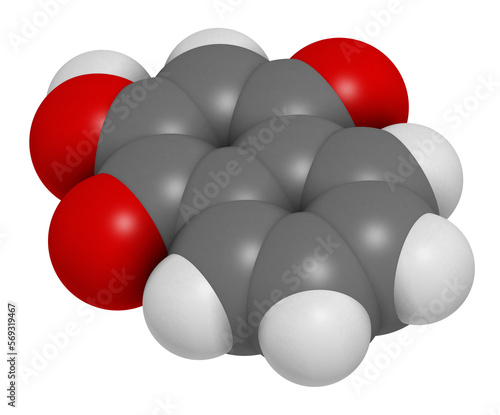 Lawsone (hennotannic acid) henna dye molecule. 3D rendering. photo