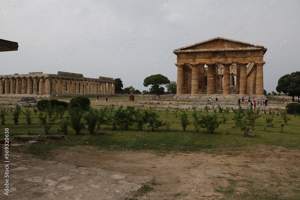 Temple of Poseidon and Temple of Hera in Paestum, Campania Italy