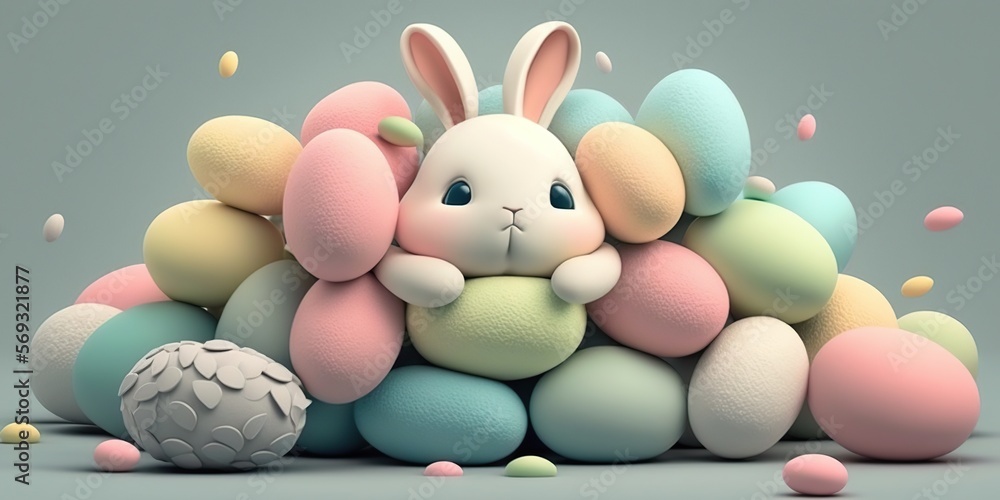 Easter bunny with easter eggs illustration Easter bunny with easter eggs illustration