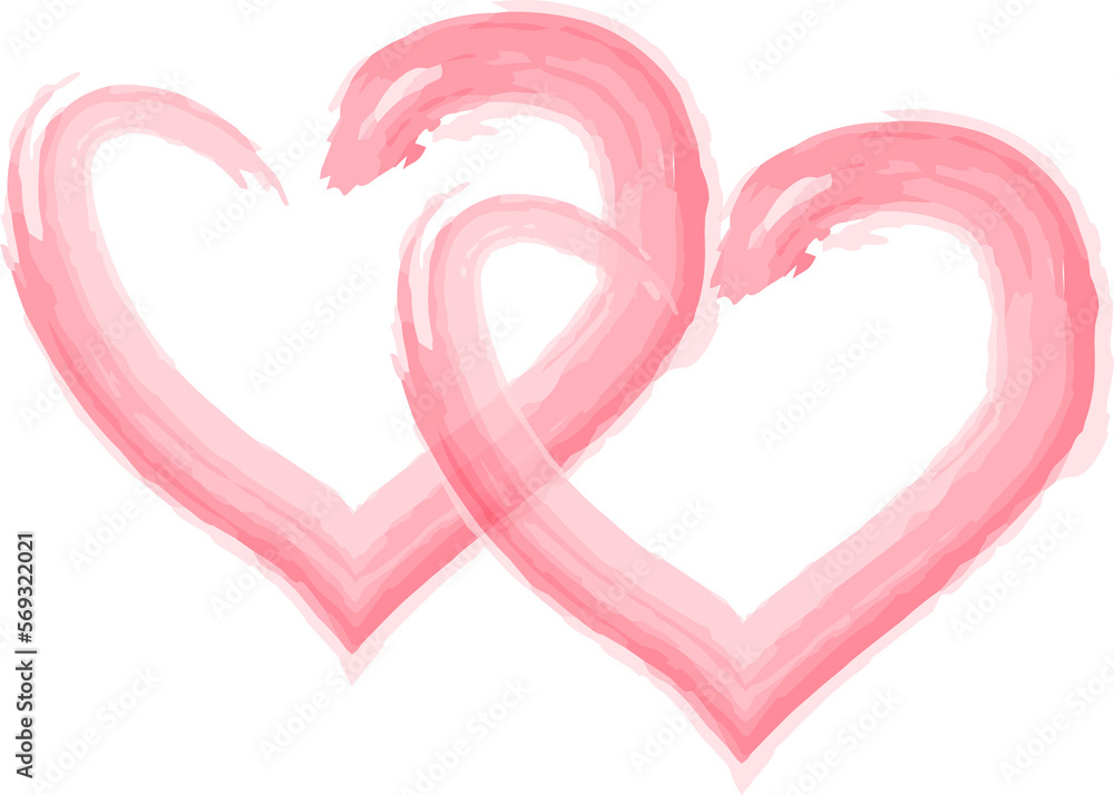 Two Pink Watercolor Heart Png
