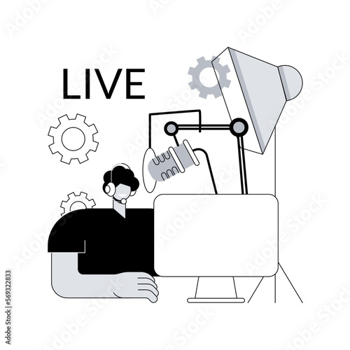 Professional livestream abstract concept vector illustration. Professional online event stream, broadcasting service, livestream equipment, software solution, go live, real-time abstract metaphor.