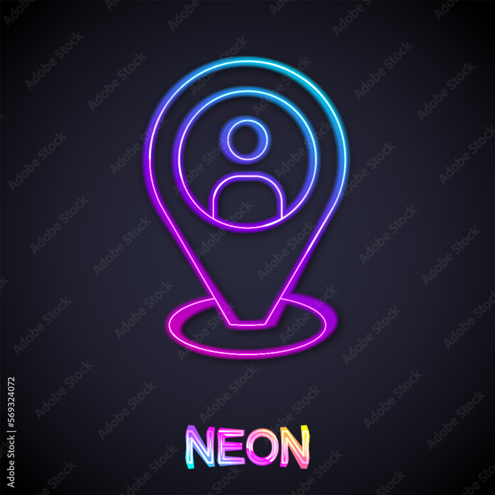 Glowing neon line Taxi client icon isolated on black background. Vector Glowing neon line Taxi client icon isolated on black background. Vector