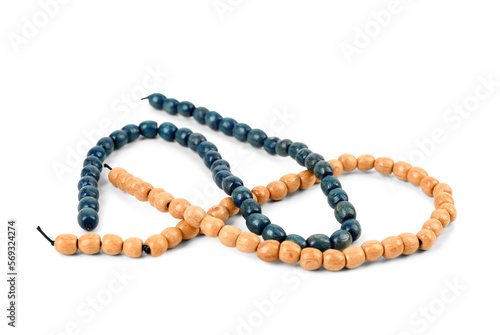 Beautiful beads on white background