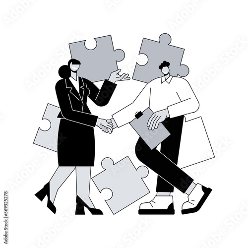 Partnership abstract concept vector illustration. Partnership and agreement, cooperation and teamwork, business partner, open a firm together, professional collaboration abstract metaphor.