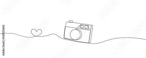 Photo camera vector illustration. Modern one line art and abstract shapes