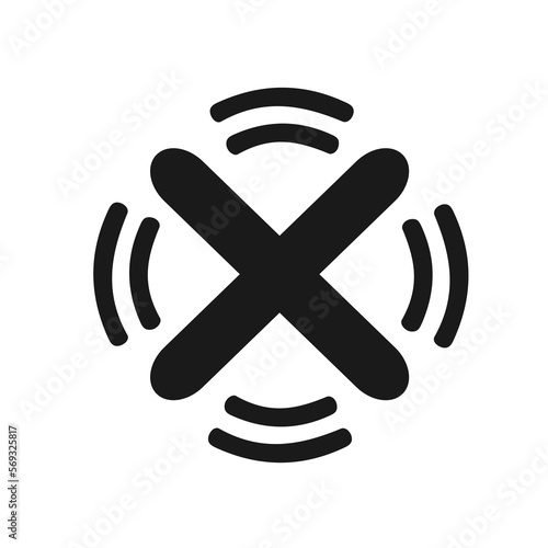 Vector illustration, vibrating cross icon and wave. 