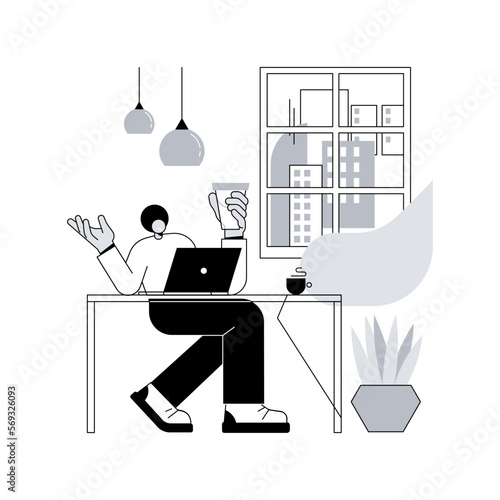 On-demand urban workspace abstract concept vector illustration. Coworking, client meeting room, business workspace, hourly rent, on-demand conference hall, urban office facility abstract metaphor.