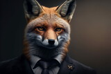 Sly Business: The Fox in Elegant Suit and Neutral Setting, generative ai