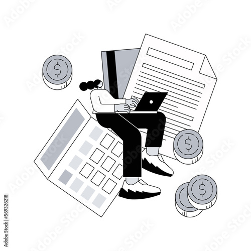 Doing your taxes abstract concept vector illustration. Personal income, refinance your debt, loan insurance, budget calculator, business accountant, financial audit, paperwork abstract metaphor.