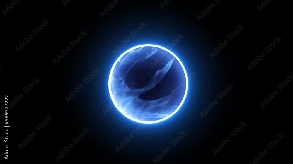 Vidéo Stock Neon blue color geometric circle on a dark background ...