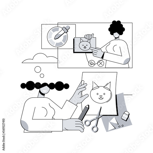 How-to videos abstract concept vector illustration. Education video, modern teaching tool, interactive online learning, DIY blog content, know how to, vlog production service abstract metaphor.