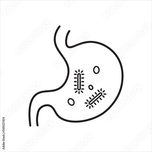 germs in stomach, infection icon vector, illustration, symbol